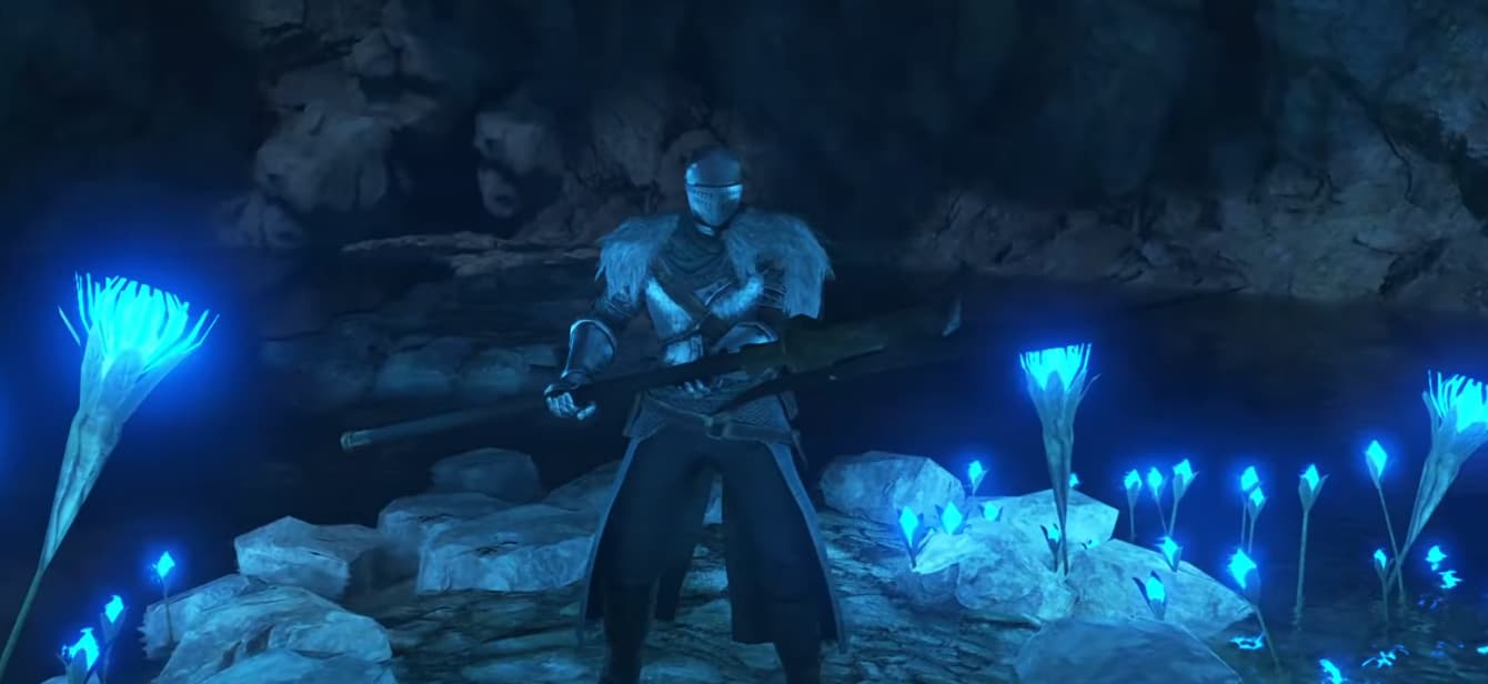 Screenshot of Dark Souls II with path tracing enabled, showing improved lighting.