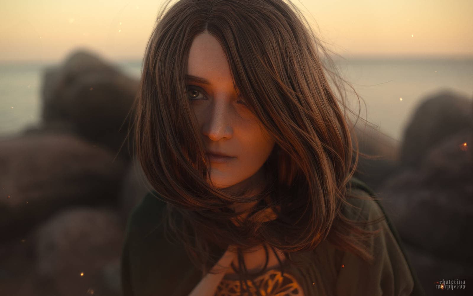 Reganight as Emerald Herald in a dramatic pose, Dark Souls II cosplay