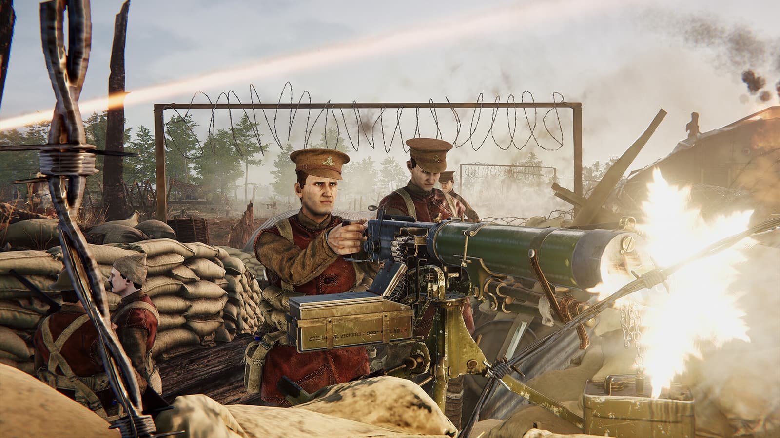 Скриншот из игры Over The Top: WWI, демонстрирующий масштабные боевые действия