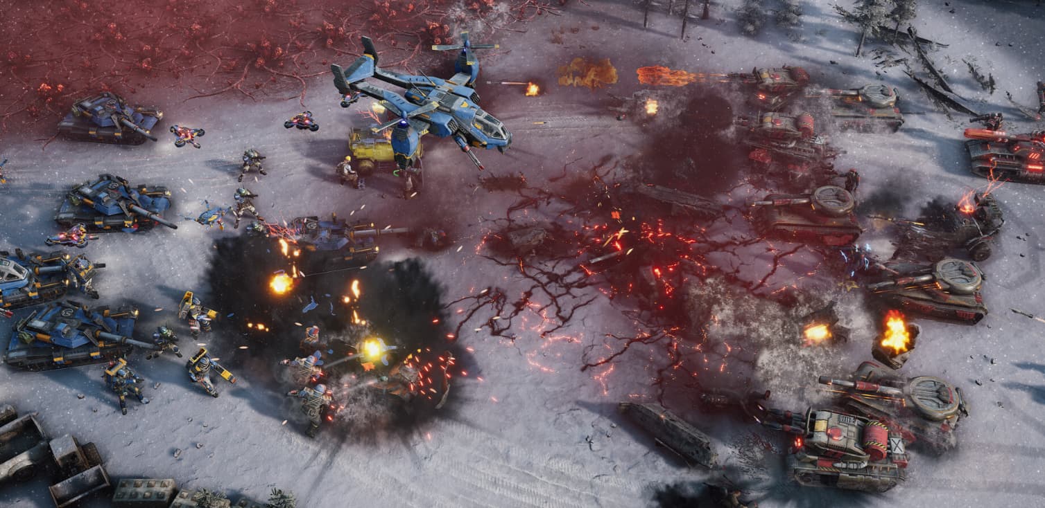 Tempest Rising gameplay screenshot showing units and structures