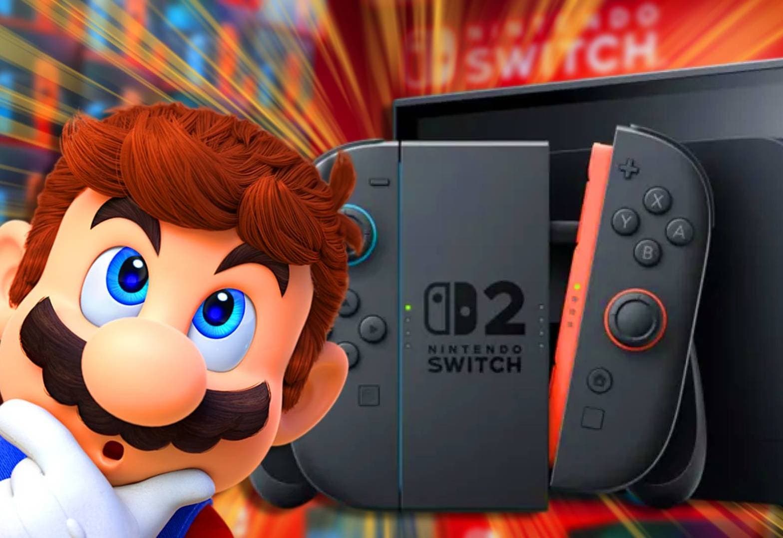 Nintendo Switch 2 consoles on a shelf, hinting at console availability amidst game shortages.