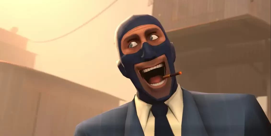 A character from Team Fortress 2, Spy, smoking