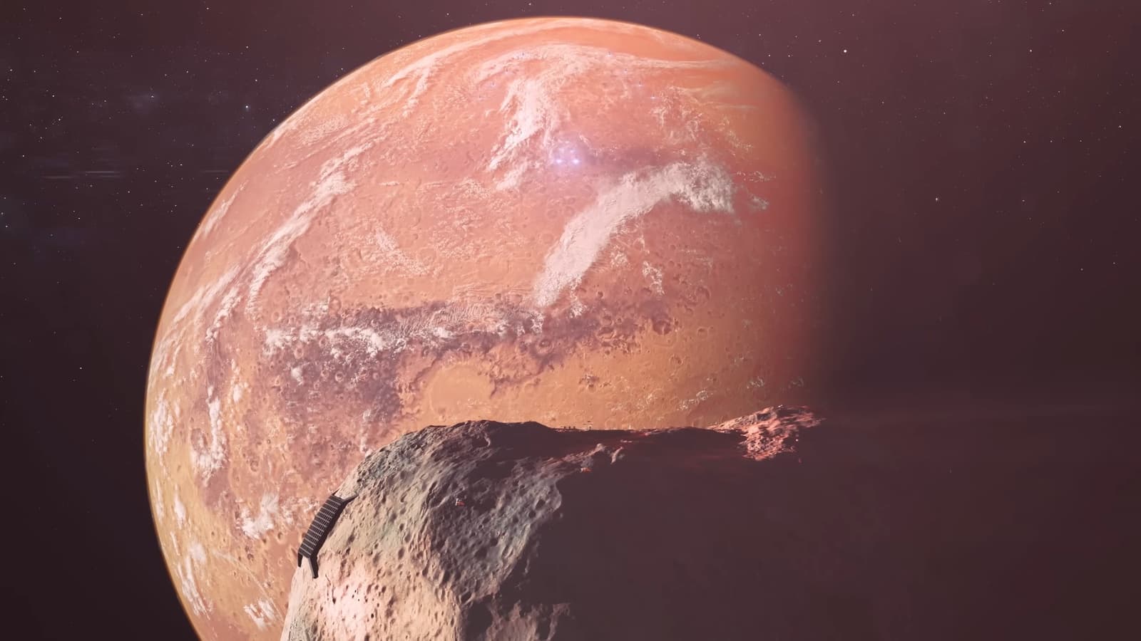 Screenshot from Falling Frontier showing a detailed spacecraft in action.