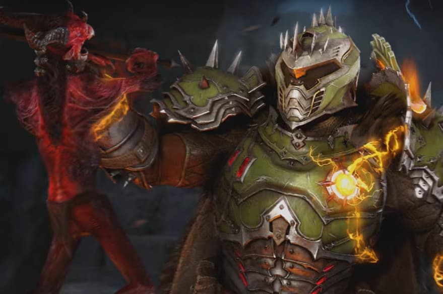 Diablo IV character wearing DOOM: The Dark Ages inspired cosmetic armor