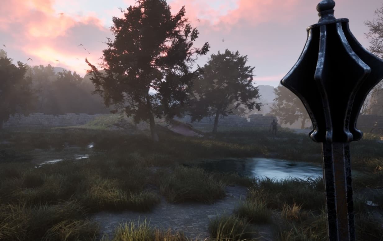 Screenshot from the first-person Diablo II remake showcasing combat.