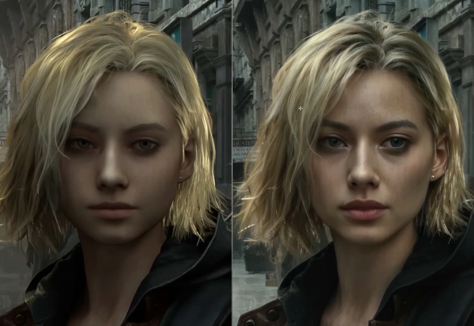 Comparison image of character appearance with and without DLSS 5.0