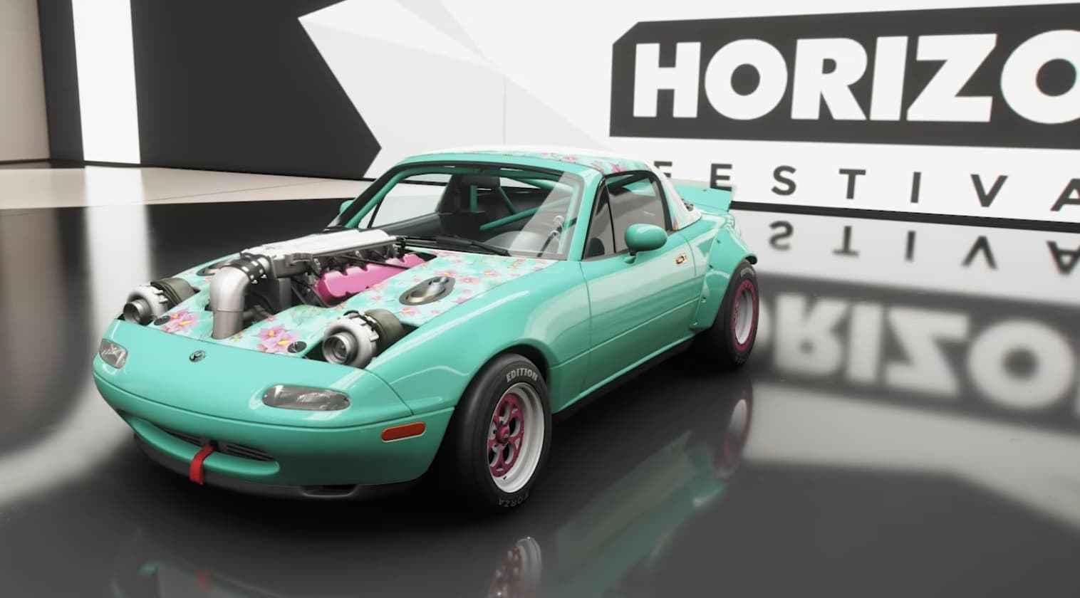Forza Horizon 6 gameplay screenshot showing highly customized cars
