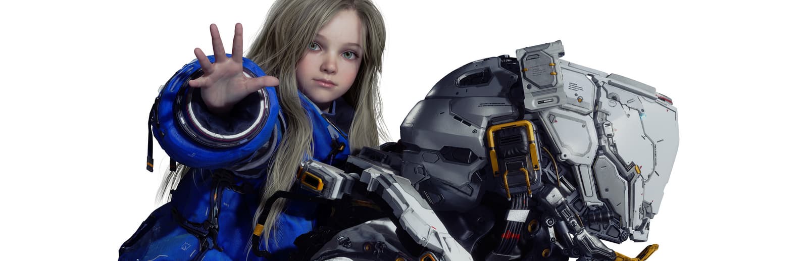 Game artwork featuring futuristic city and characters