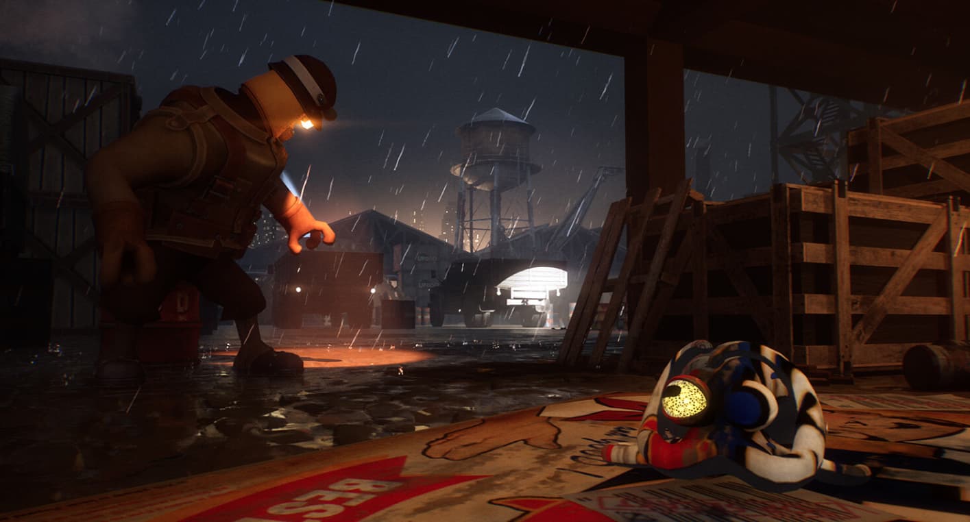 Screenshot from an upcoming PS5 game, possibly Darwin's Paradox or Go Home Annie.