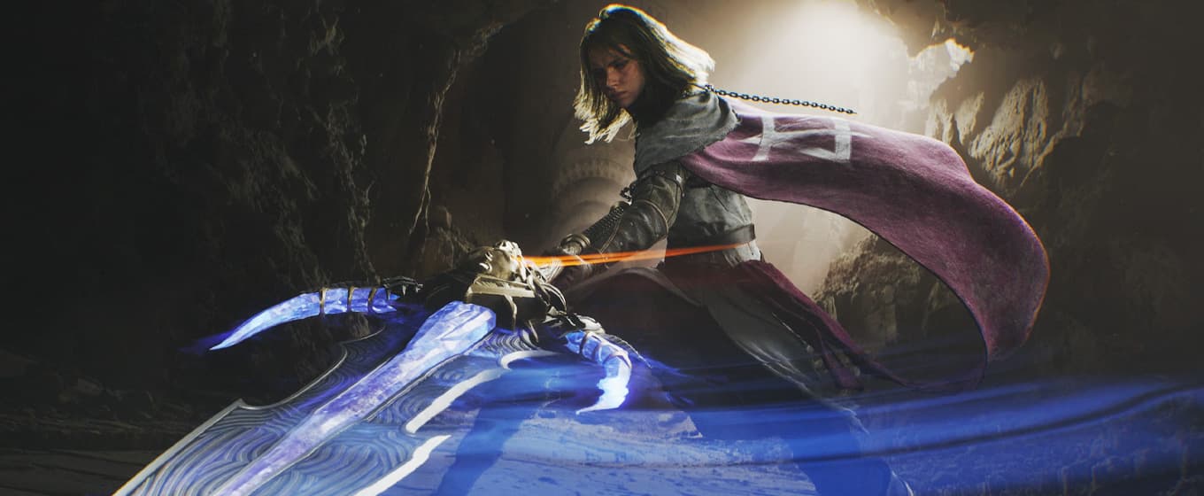 Игровой скриншот из Throne and Liberty с персонажем в боевой позе.