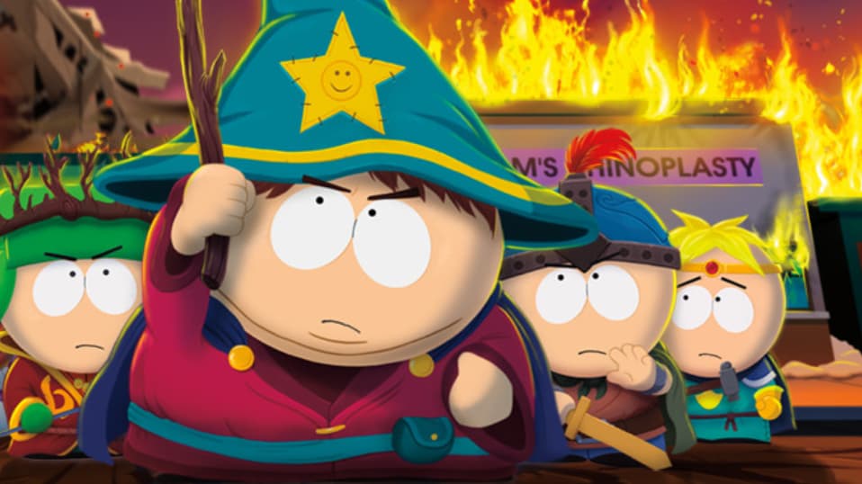 South Park: The Stick of Truth game screenshot featuring characters and combat interface