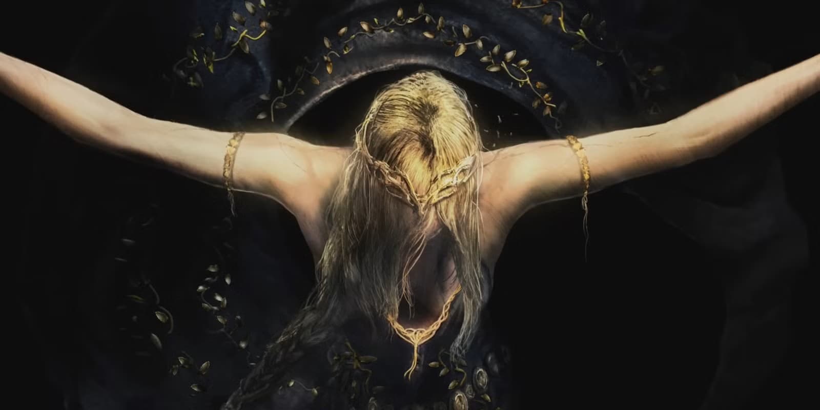 Queen Marika statue from Elden Ring on film set