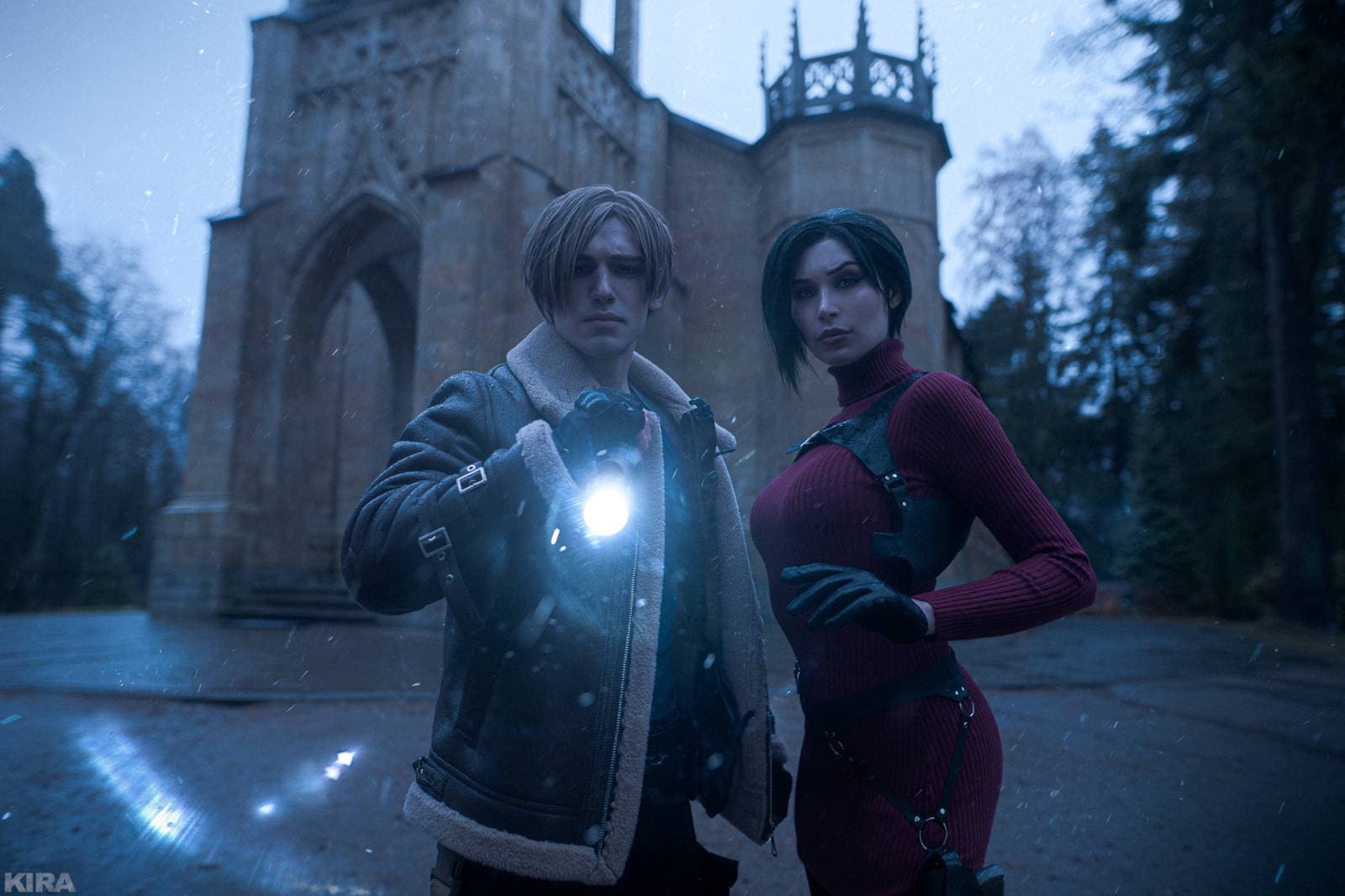 Cosplay of Ada Wong and Leon S. Kennedy from Resident Evil 4 Remake by Kristina Rein and Nova