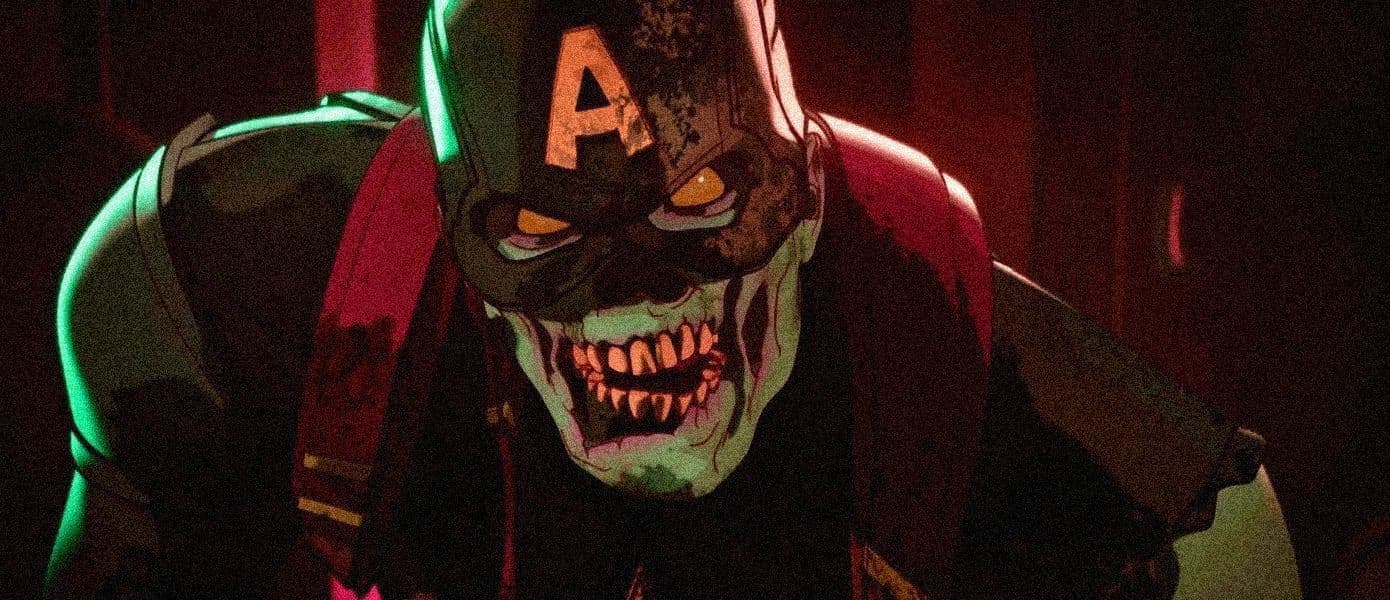 Marvel Zombies promotional art featuring zombified Captain America, Iron Man, and Doctor Strange