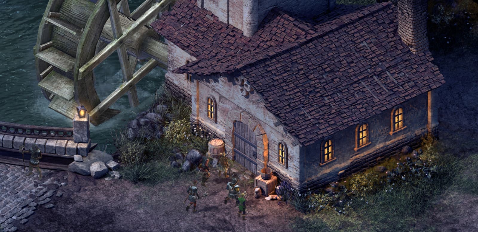 Pillars of Eternity gameplay showing characters in a combat scene.