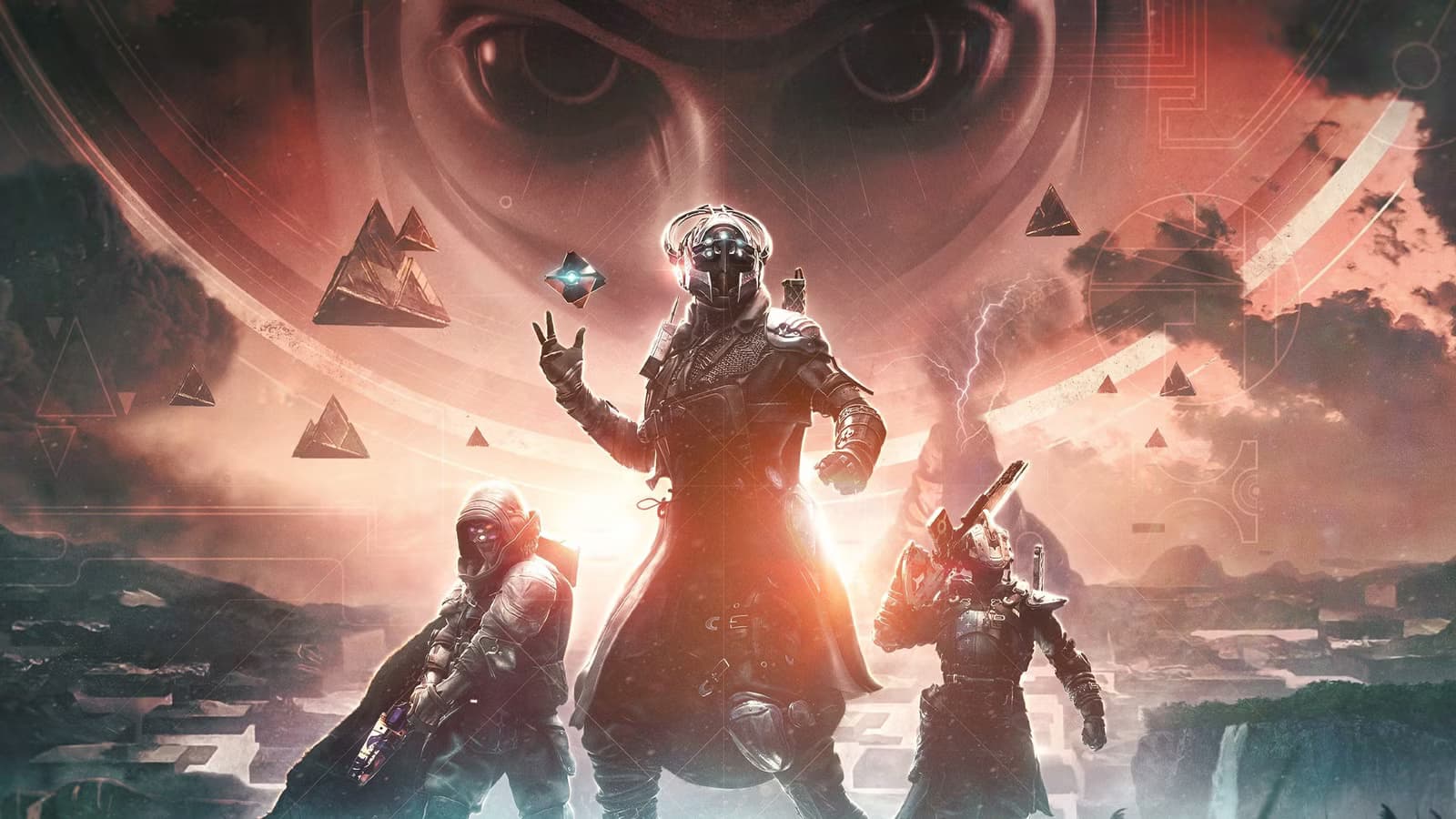 destiny-2-the-final-shape-key-art-of-three-characters-posing-in-centreframe-with-a-giant-face-looming-in-the-pinkish-red-sky.avif