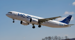 MC-21 takes off for the first time with one PD-14 engine operating