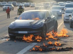 Tesla сгорела прямо на ходу в Москве