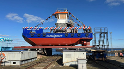 Oil and Debris Skimmer "MNMS Lebed" Launched at Onega Shipyard