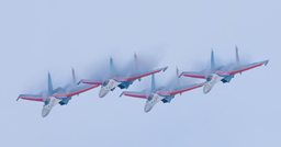 Russian Su-30SM and Su-35S Fighters Conquer Chinese Skies: Russian Aerospace Forces Aerobatic Team Performs at Airshow in Nanchang