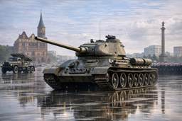 Штурмовавшие Кенигсберг Т-34 и «Катюша» прошли по Калининграду на Параде Победы