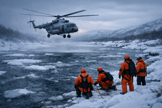 Rescatistas utilizan helicóptero Mi-8 y equipo especial en la región de Múrmansk para buscar a turista desaparecida