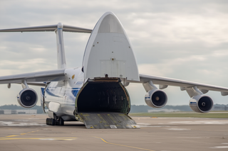 The An-124 "Ruslan" Carrying Satellites Became a Hockey Rink