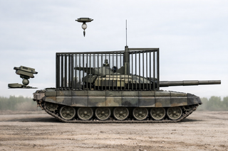 A hit from above is not fatal: tanks will be covered with a protective net that undermines drones