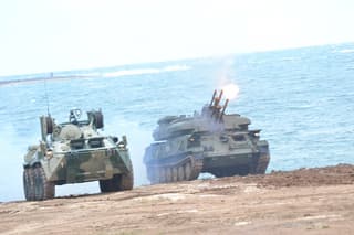 The "Shilka" SPAAG, developed in the 1960s, was used in exercises in the Kaliningrad region