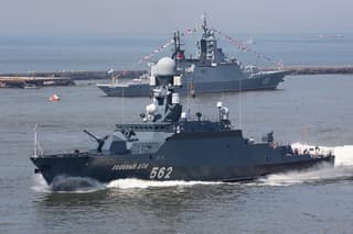 The AK-630M-2 rapid-fire artillery mount helped the crew of the Zelony Dol small missile ship hit an aerial target