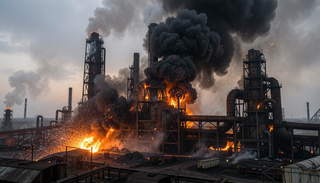 Incendio en el gigante industrial "Severstal" - CherMK en llamas