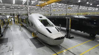 Russian high-speed train receives nose cone before testing