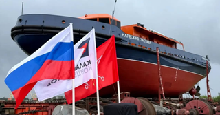 Буксир «Нарвская застава» проекта 3262 спустили на воду в Ярославской области