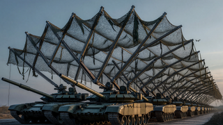 An entire column of T-90M tanks will be hidden from drones under a canopy that deploys in 30 seconds
