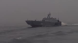 In a combat environment: Baltic Fleet marines on high-speed boats fired at aerial targets