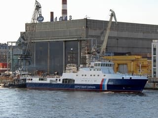 Патрульный корабль «Сахалин» спустили на воду в Санкт-Петербурге