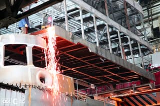 The largest part of the ship: the stern was installed on the cruise ship "Nikolay Zharkov" under construction