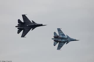 A pair of Su-33 and Su-30SM fighters destroyed an aircraft over the Barents Sea