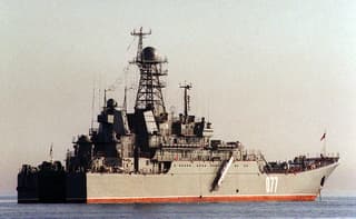 BDK "Peresvet" fired from the "Grad-M" MLRS at coastal targets in the Sea of Japan