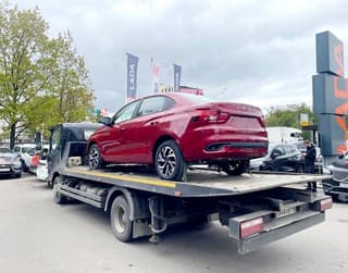 Fresh off the assembly line: Lada Iskra vehicles being shipped to dealers in Moscow