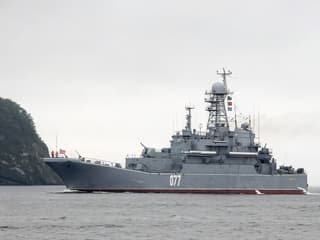 Crew Protected LST "Peresvet" from UAVs While Anchored in One of the Bays of the Kuril Islands