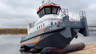 Tug-pusher "Vasily Vereshchagin" of the TSC.395M project was launched at the Cherepovetsky Shipyard