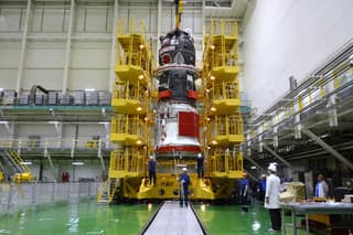 "Progress MS‑33" undergoing tests in anechoic chamber at Baikonur