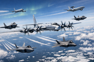 A dozen American and Canadian aircraft intercepted Russian Tu-142s near Alaska