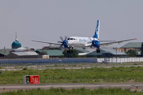 Il-114-300 landing at Bukhara airport