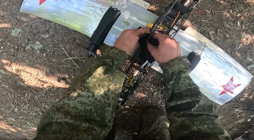 Serviceman prepares "Malysh" drone for operation