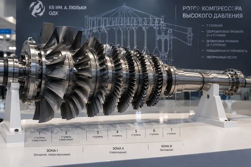 Lyulka Design Bureau developed a supersonic 7-stage engine rotor