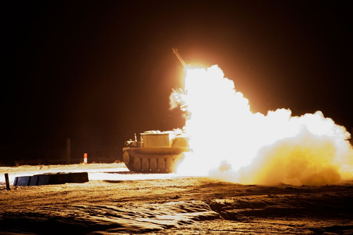 Firing from Strela-10 SAM system