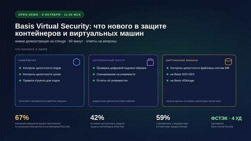Kubernetes под защитой: «Базис» покажет в прямом эфире новые возможности Basis Virtual Security