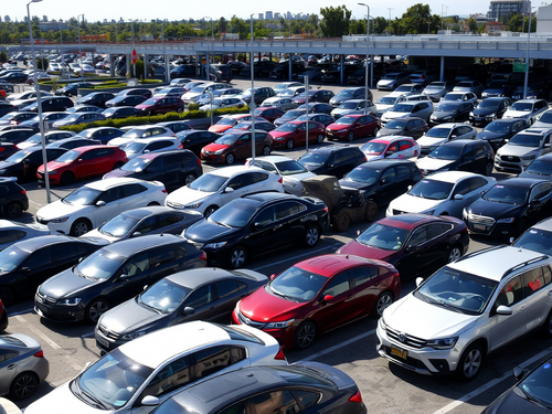 Стоянка на бывшем заводе Volkswagen забита новыми автомобилями